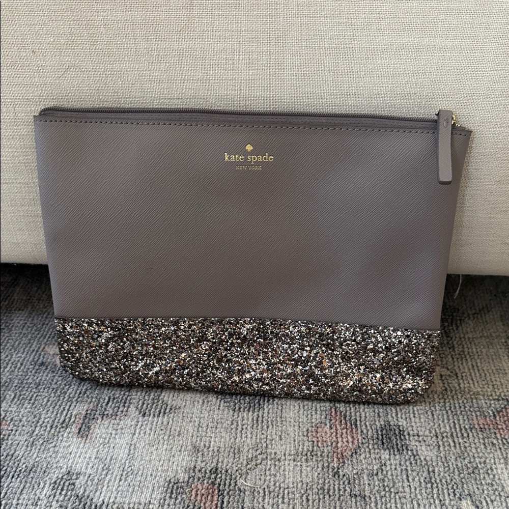 Kate Spade Charcoal and Sparkle Pouch